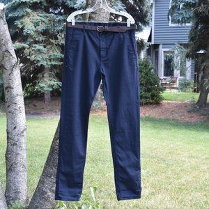 Zara Men Belted Chino Pants Sz 32 Basic Collection